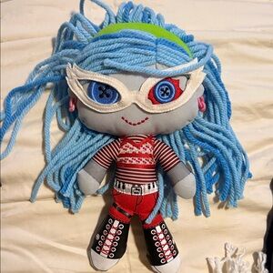 Monster High Plush Doll with Blue Hair and Red Outfit